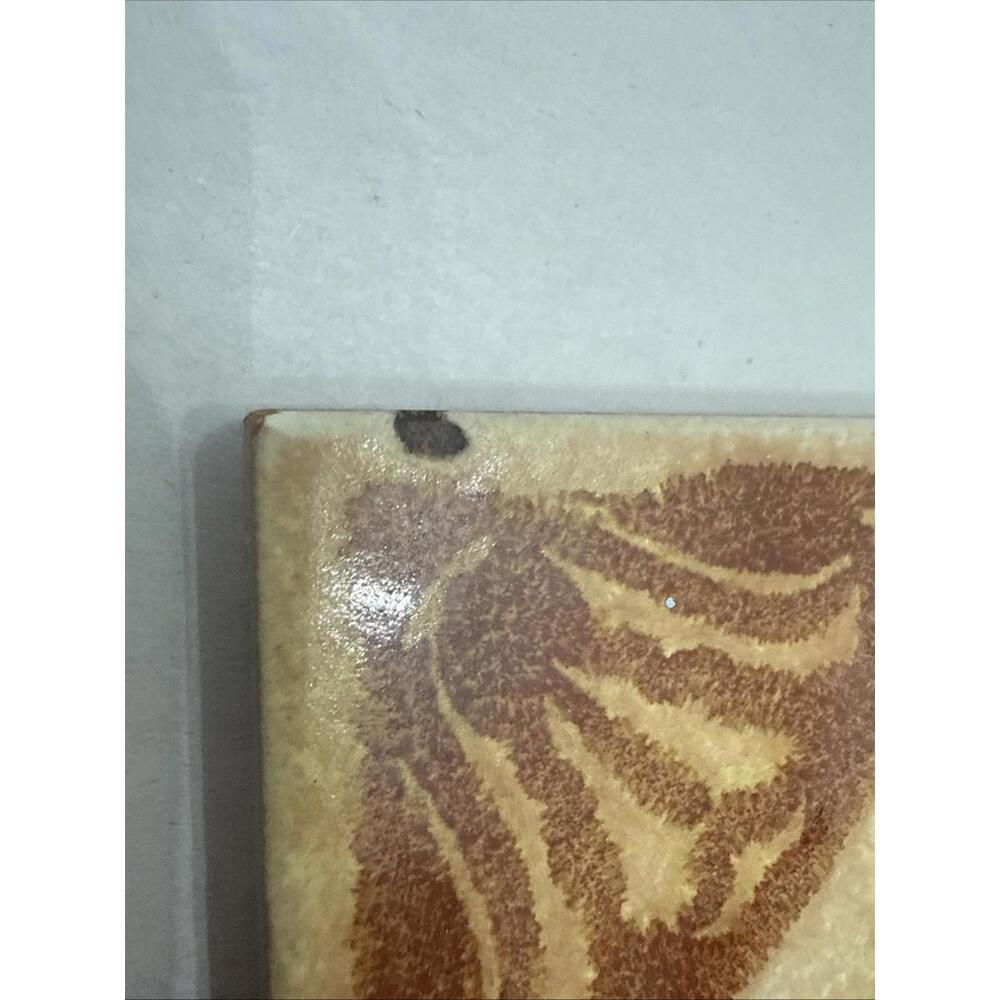 VTG Ceramic Art Tile Trivet 8” Made Italy Floral Hand Painted Brown Neutral - Picture 11 of 11
